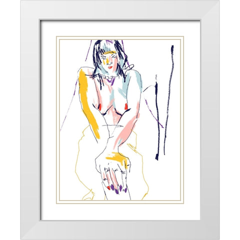 Woman With Crossed Hands White Modern Wood Framed Art Print with Double Matting by Gulina, Francesco