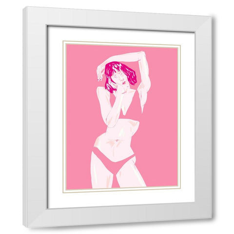 Young Girl In Underwear Pink White Modern Wood Framed Art Print with Double Matting by Gulina, Francesco