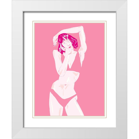 Young Girl In Underwear Pink White Modern Wood Framed Art Print with Double Matting by Gulina, Francesco