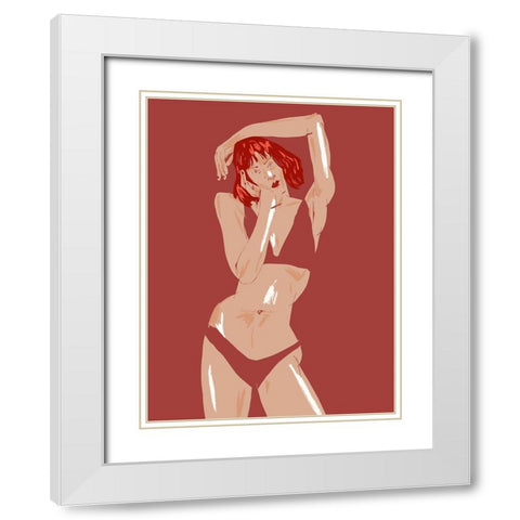 Young Girl In Underwear White Modern Wood Framed Art Print with Double Matting by Gulina, Francesco