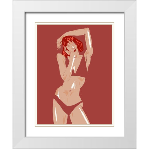 Young Girl In Underwear White Modern Wood Framed Art Print with Double Matting by Gulina, Francesco