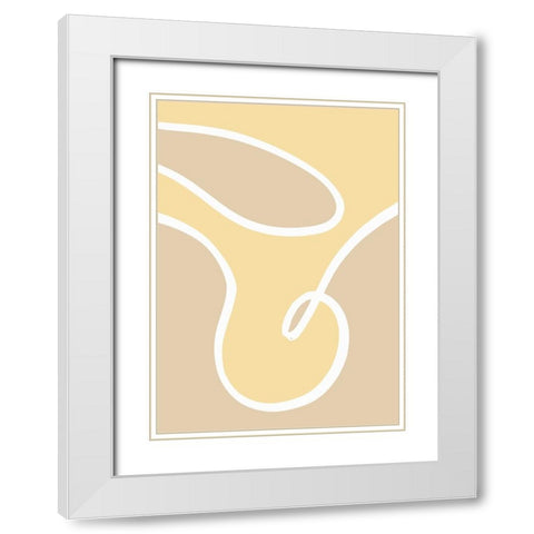 Shape 14 Yellow White Modern Wood Framed Art Print with Double Matting by Pictufy Studio