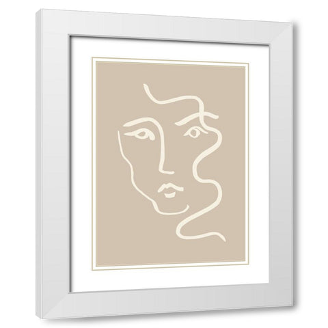 Portrait 04 Gray White Modern Wood Framed Art Print with Double Matting by Pictufy Studio