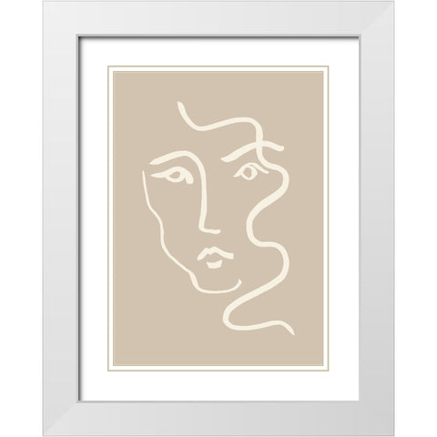 Portrait 04 Gray White Modern Wood Framed Art Print with Double Matting by Pictufy Studio