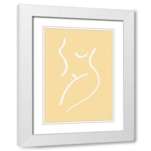 Nude Yellow White Modern Wood Framed Art Print with Double Matting by Pictufy Studio