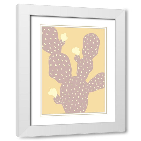Cactus Yellow White Modern Wood Framed Art Print with Double Matting by Pictufy Studio