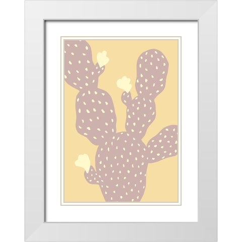 Cactus Yellow White Modern Wood Framed Art Print with Double Matting by Pictufy Studio