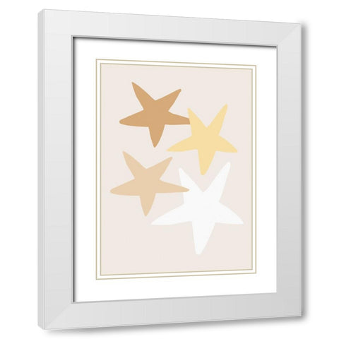 Stars Yellow White Modern Wood Framed Art Print with Double Matting by Pictufy Studio