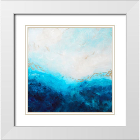 Blue Sea-golden Sunlight 1 White Modern Wood Framed Art Print with Double Matting by Wattre, Francoise