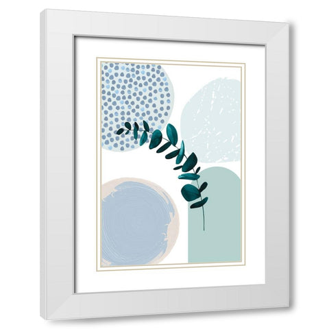 Blue green boho-2 White Modern Wood Framed Art Print with Double Matting by Moss, Sally Ann