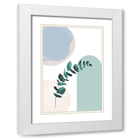 Blue green boho-1 White Modern Wood Framed Art Print with Double Matting by Moss, Sally Ann