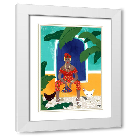 Femm au cigare White Modern Wood Framed Art Print with Double Matting by Tomljanovic, Maja