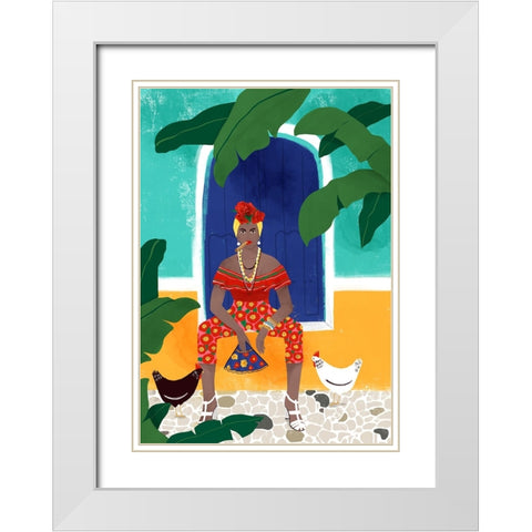 Femm au cigare White Modern Wood Framed Art Print with Double Matting by Tomljanovic, Maja