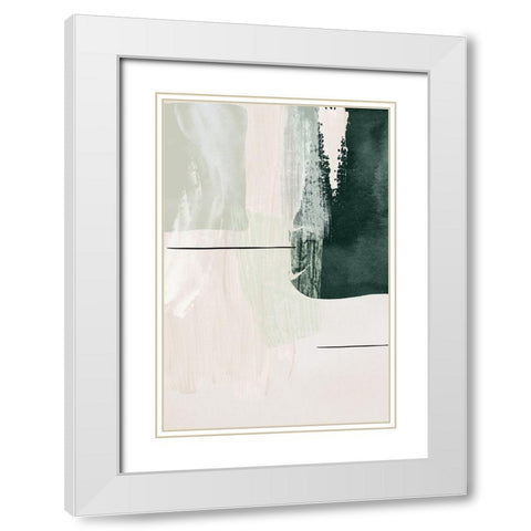 Abstract Shapes in Green-2 White Modern Wood Framed Art Print with Double Matting by Moss, Sally Ann