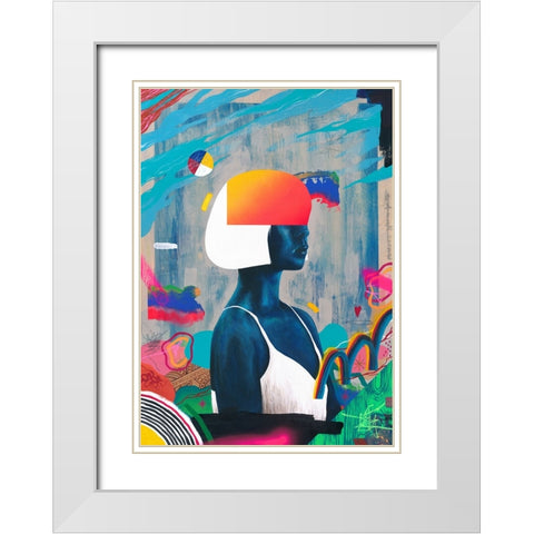 Blue Girl White Modern Wood Framed Art Print with Double Matting by Famous When Dead