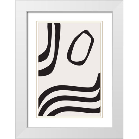 Black Curves White Modern Wood Framed Art Print with Double Matting by Moss, Sally Ann