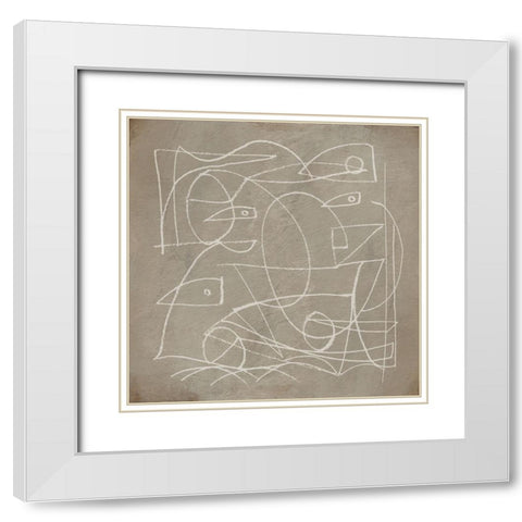 Faces White Modern Wood Framed Art Print with Double Matting by Hobday, Dan