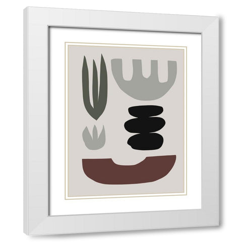 Shapes White Modern Wood Framed Art Print with Double Matting by Hobday, Dan