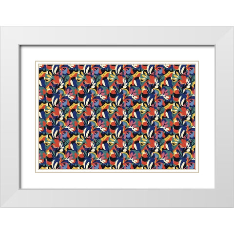 Pattern No 123 White Modern Wood Framed Art Print with Double Matting by Treechild