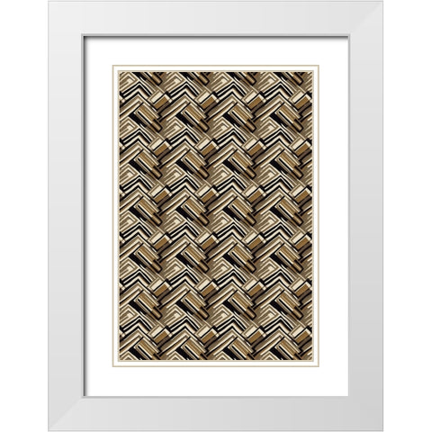 Pattern No 125 White Modern Wood Framed Art Print with Double Matting by Treechild