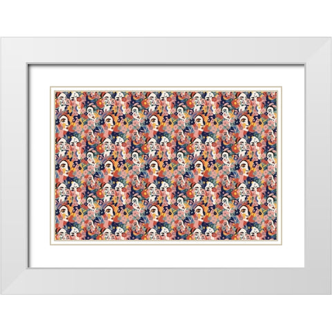Pattern No 126 White Modern Wood Framed Art Print with Double Matting by Treechild