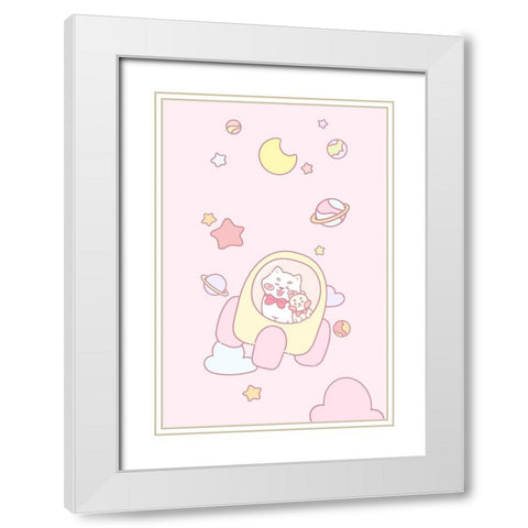 Dog and Hamster in space White Modern Wood Framed Art Print with Double Matting by Thai, Xuan