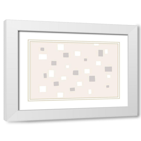 Abstract Squares White Modern Wood Framed Art Print with Double Matting by uplusmestudio