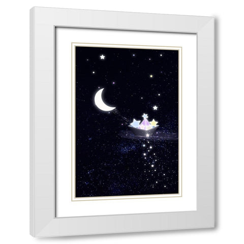 6000x9000 Starry boat White Modern Wood Framed Art Print with Double Matting by Thai, Xuan