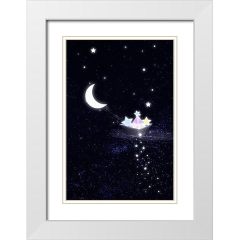 6000x9000 Starry boat White Modern Wood Framed Art Print with Double Matting by Thai, Xuan