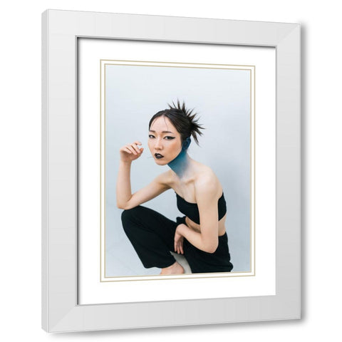 Asami White Modern Wood Framed Art Print with Double Matting by h112o1