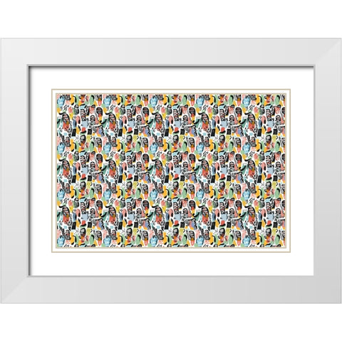 Pattern No 141 White Modern Wood Framed Art Print with Double Matting by Treechild