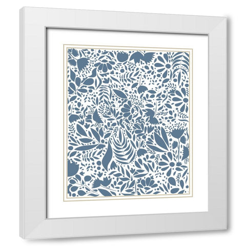 Scandi blue white pattern 2 White Modern Wood Framed Art Print with Double Matting by Manovski, Sarah