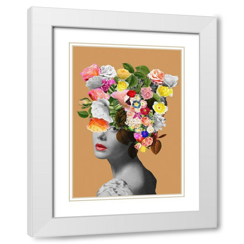Floral portrait White Modern Wood Framed Art Print with Double Matting by Floral Studio, Frida