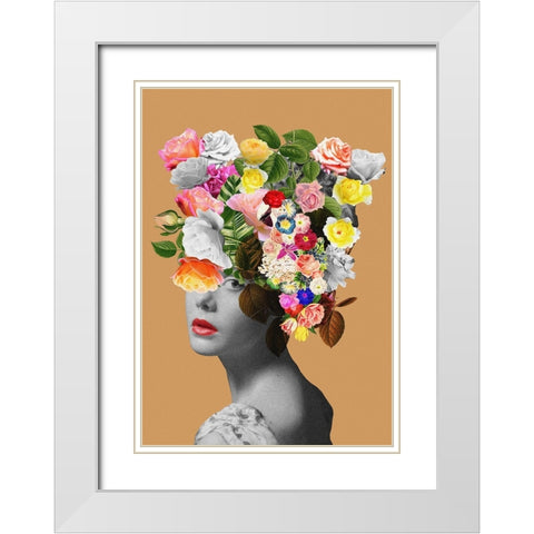 Floral portrait White Modern Wood Framed Art Print with Double Matting by Floral Studio, Frida