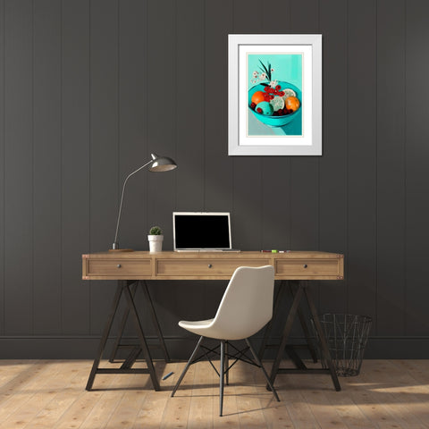 Delicious Fruits White Modern Wood Framed Art Print with Double Matting by Treechild