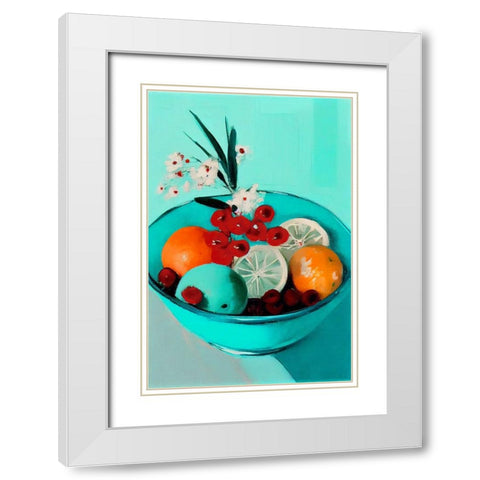 Delicious Fruits White Modern Wood Framed Art Print with Double Matting by Treechild