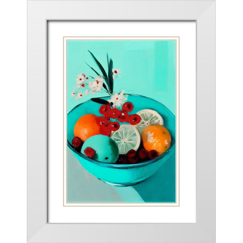 Delicious Fruits White Modern Wood Framed Art Print with Double Matting by Treechild