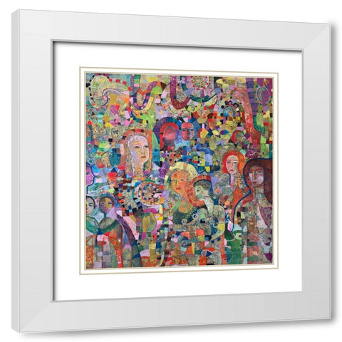 Human Tapestry Oil Paint On Panel 2022 White Modern Wood Framed Art Print with Double Matting by Loebelsohn, Alise