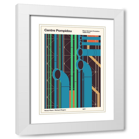 Pompidou White Modern Wood Framed Art Print with Double Matting by Bodart, Florent
