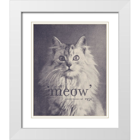 Famous Quote Cat White Modern Wood Framed Art Print with Double Matting by Bodart, Florent