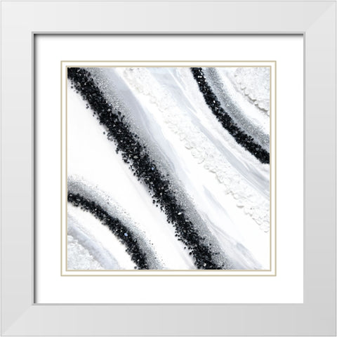 Black and White Geode White Modern Wood Framed Art Print with Double Matting by Storms, Alyson