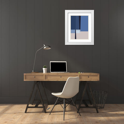 Blue Lines 1 White Modern Wood Framed Art Print with Double Matting by Storms, Alyson