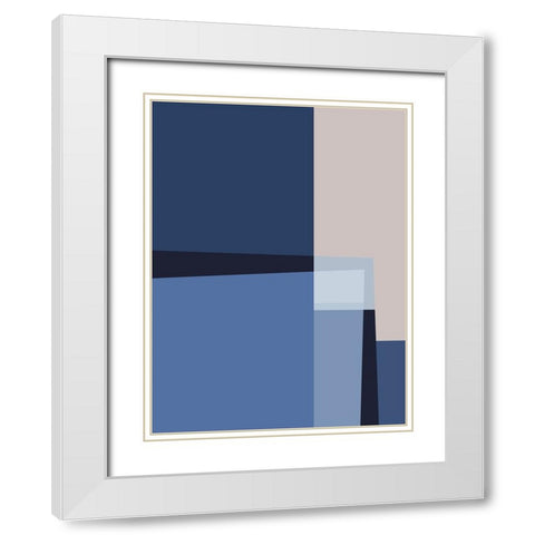Blue Lines 2 White Modern Wood Framed Art Print with Double Matting by Storms, Alyson