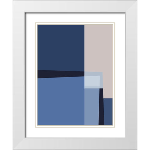 Blue Lines 2 White Modern Wood Framed Art Print with Double Matting by Storms, Alyson