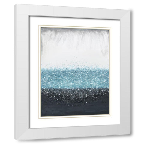 Crystal Rain Blue White Modern Wood Framed Art Print with Double Matting by Storms, Alyson