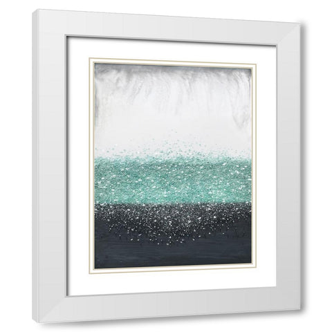 Crystal Rain Green White Modern Wood Framed Art Print with Double Matting by Storms, Alyson