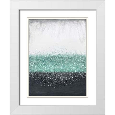 Crystal Rain Green White Modern Wood Framed Art Print with Double Matting by Storms, Alyson
