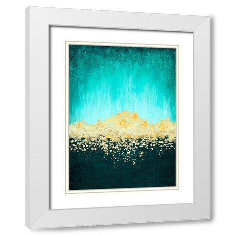 Golden Dawn Teal White Modern Wood Framed Art Print with Double Matting by Storms, Alyson