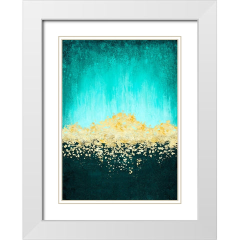 Golden Dawn Teal White Modern Wood Framed Art Print with Double Matting by Storms, Alyson