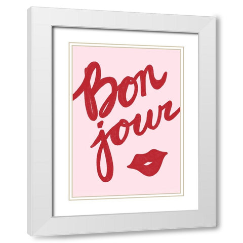 Bonjour Lip White Modern Wood Framed Art Print with Double Matting by Fritsch, Athene
